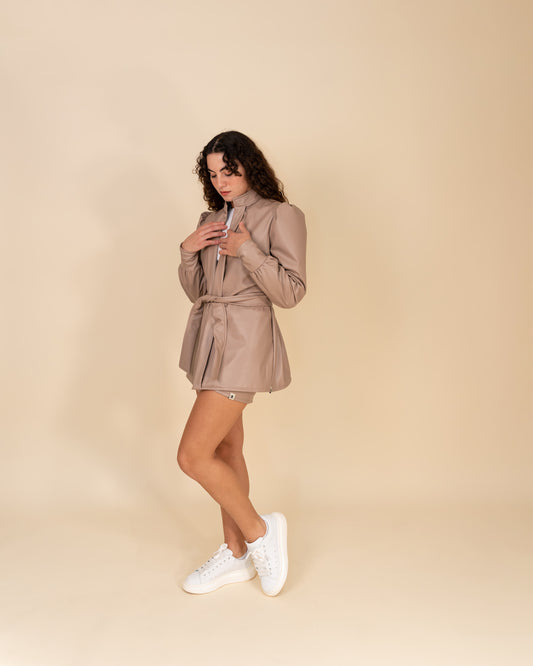 Vegan Leather Puffed Sleeved Jacket