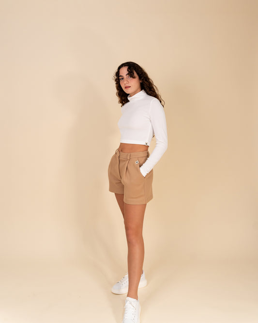 Cropped Ribbed Turtleneck