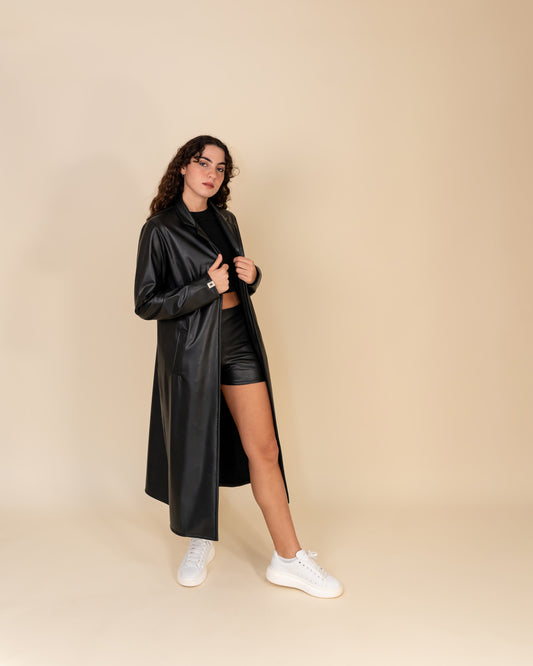 Vegan Leather Coat