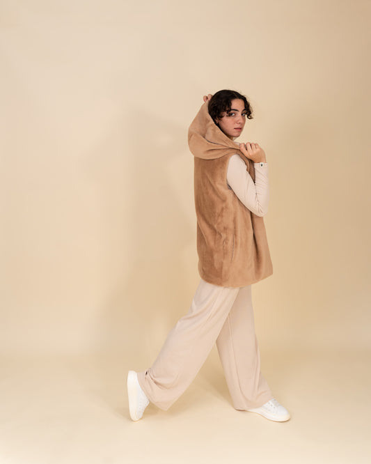 Vegan Hooded Teddy Vest