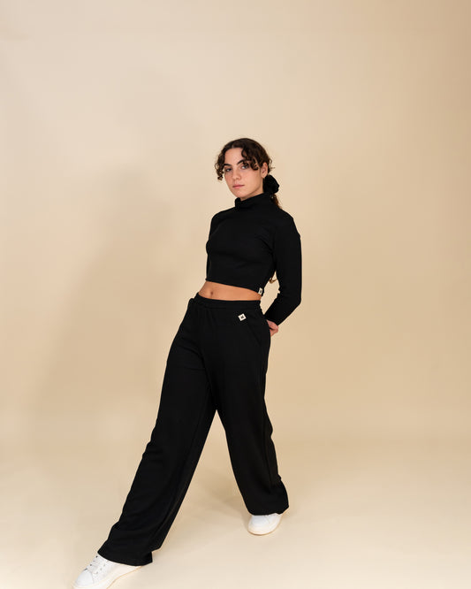Cropped Ribbed Turtleneck