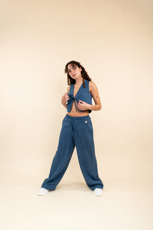 Front-Tie Linen Vest